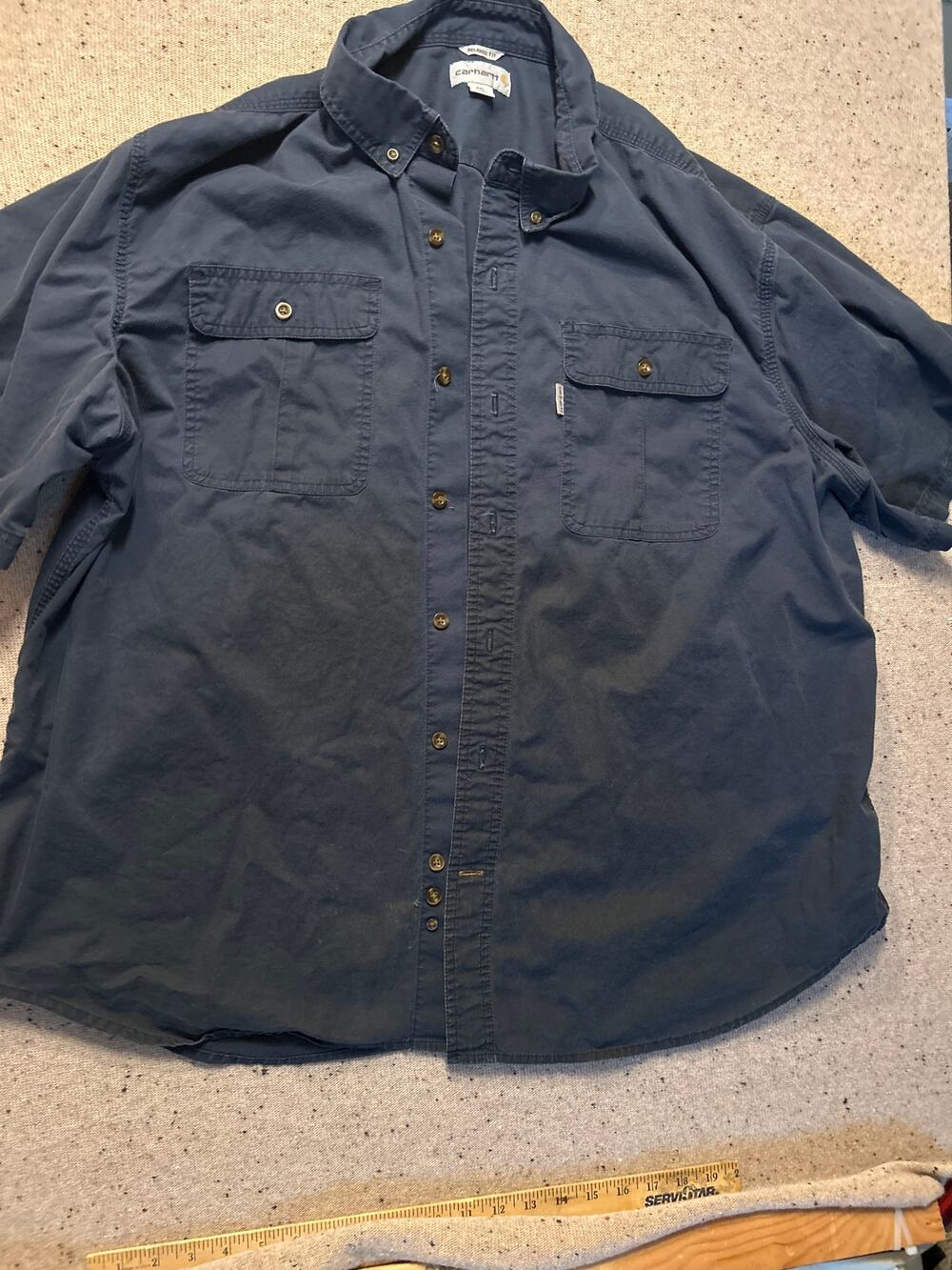 Carhartt Short Sleeve Work Shirt XXL Men's Navy Blue